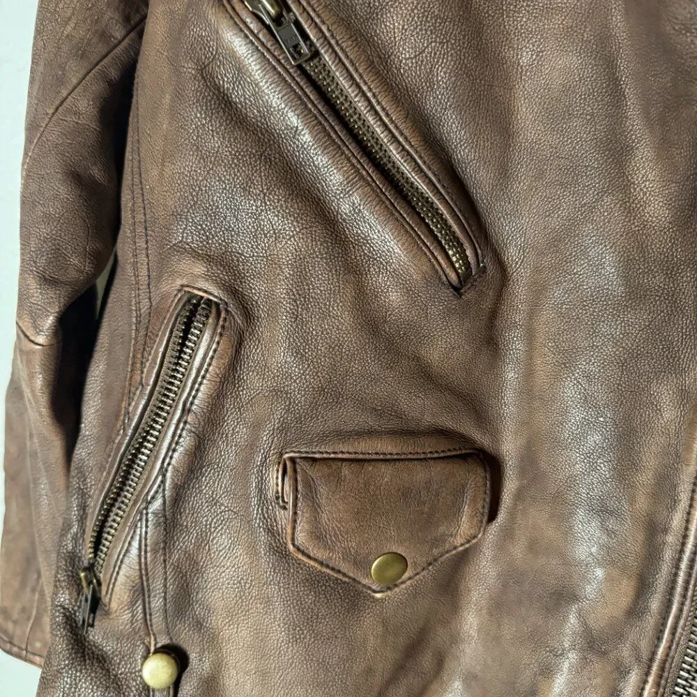 FREE PEOPLE We The‎ Free Jealousy Washed Wine Vegan Moto Jacket Size XS NWT